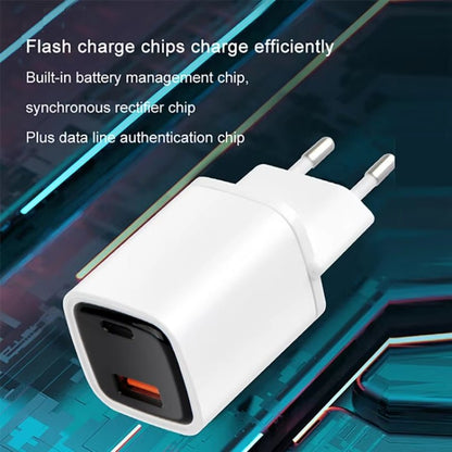 Chargeur rapide CYKE K02 30W PD+QC3.0 pour téléphone portable avec affichage numérique, Fiche : EU (Blanc)