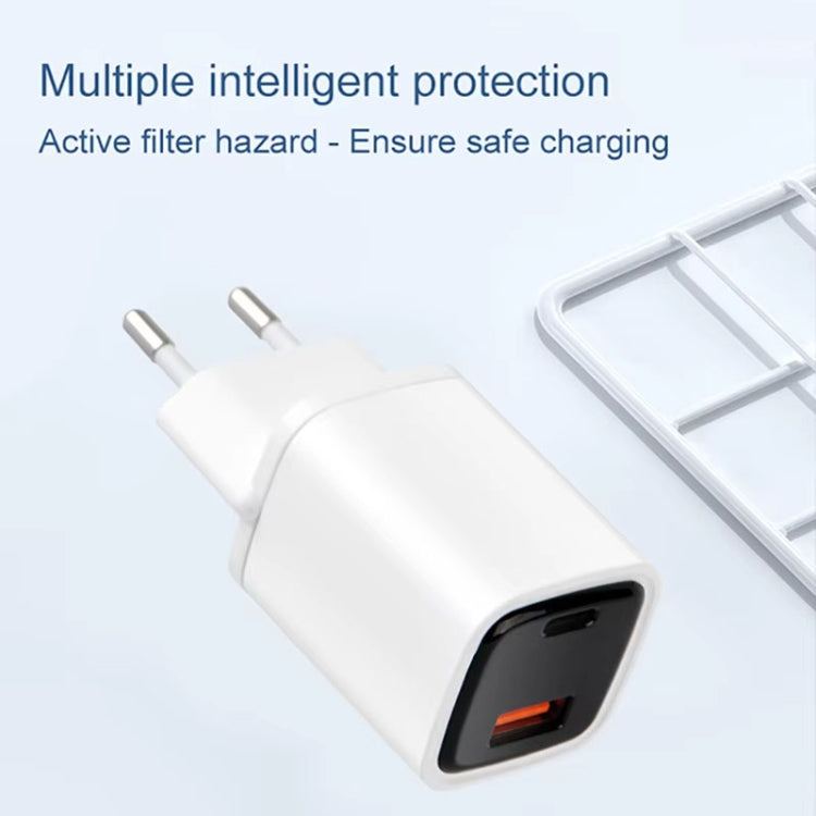 Chargeur rapide CYKE K02 30W PD+QC3.0 pour téléphone portable avec affichage numérique, Fiche : EU (Blanc)