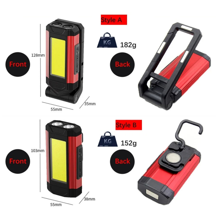 E-SMARTER K011 USB Rechargeable Repair Light With Magnet COB Strong Light Flashlight, Style: B Simple Red
