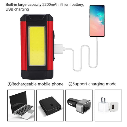 E-SMARTER K011 Bike LED Lamp USB Rechargeable Cycling Light COB Bright Flashlight(Red)
