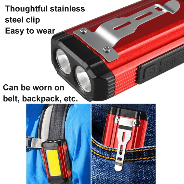 E-SMARTER K011 Bike LED Lamp USB Rechargeable Cycling Light COB Bright Flashlight(Red)