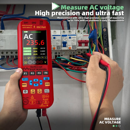 BSIDE O9 Digital Handheld Dual Channel 50MHz Oscilloscope Signal Source Multimeter, Spec: With Single Oscilloscope Probe (Red)