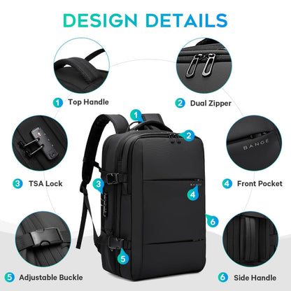 BANGE BG-3028 Sac à bandoulière pour hommes Compression sous vide Grande capacité Extension Sacs à dos de loisirs (Bleu)