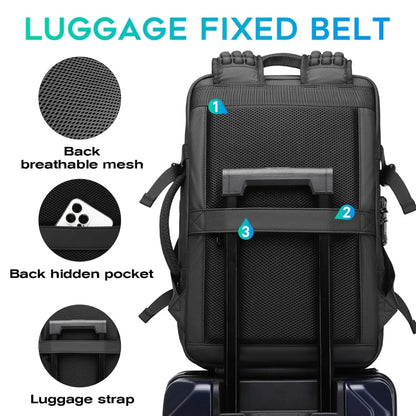 BANGE BG-3028 Sac à bandoulière pour hommes Compression sous vide Grande capacité Extension Sacs à dos de loisirs (Bleu)