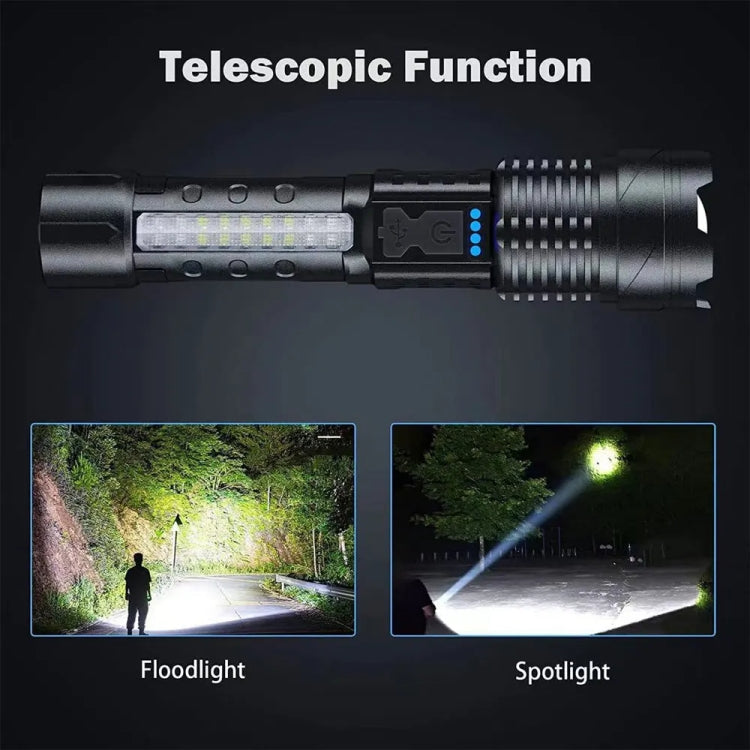 E-SMARTER A76 Telescopic Zoom COB Side Light Strong Light Torch, Style: P50 Bulb