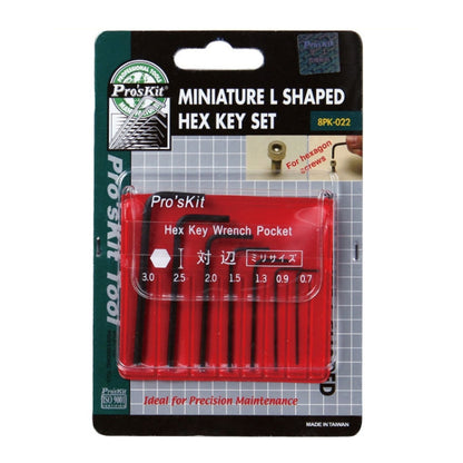 ProsKit  7pcs /Set 0.7mm - 3mm Mini Hex Key Set L Shaped Hexagon Pocket Tool