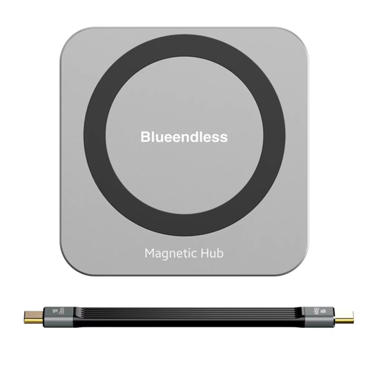Blueendless HUB magnétique 8-en-1 avec boîtier SSD M.2 NVMe/SATA (HDMI+PD100W+USB-C/Type-C 3.2+USB-A 3.2+SD+TF+AUX)