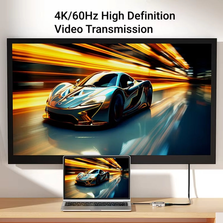 Blueendless HUB magnétique 8-en-1 avec boîtier SSD M.2 NVMe/SATA (HDMI+PD100W+USB-C/Type-C 3.2+USB-A 3.2+SD+TF+AUX)
