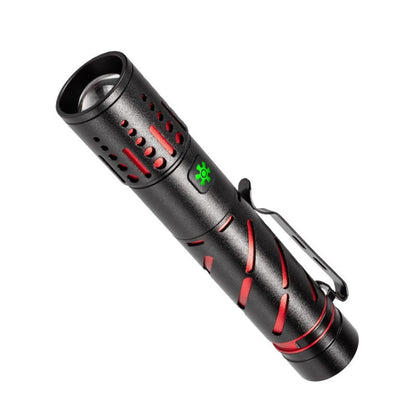 E-SMARTER XQ-S50 Mini Laser Flashlight Retractable Zoom Pen Clip LED Emergency Overhaul Flashlight(Battery Not Included)
