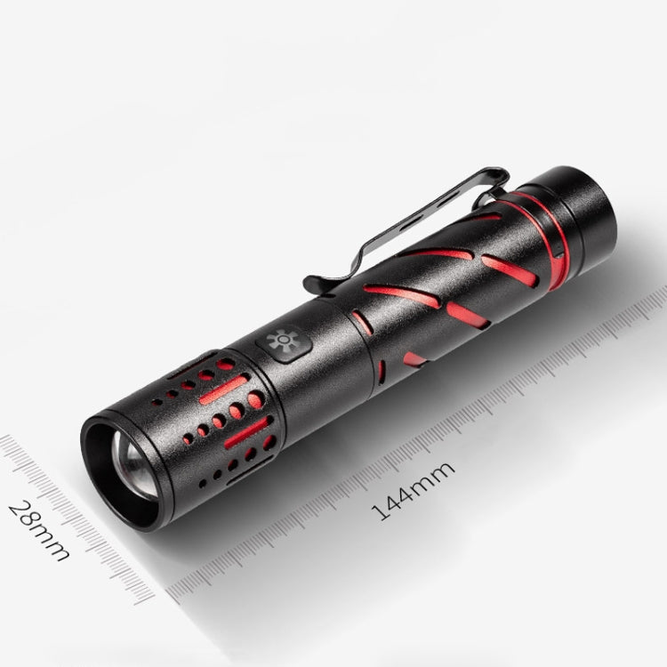 E-SMARTER XQ-S50 Mini Laser Flashlight Retractable Zoom Pen Clip LED Emergency Overhaul Flashlight(Battery Not Included)