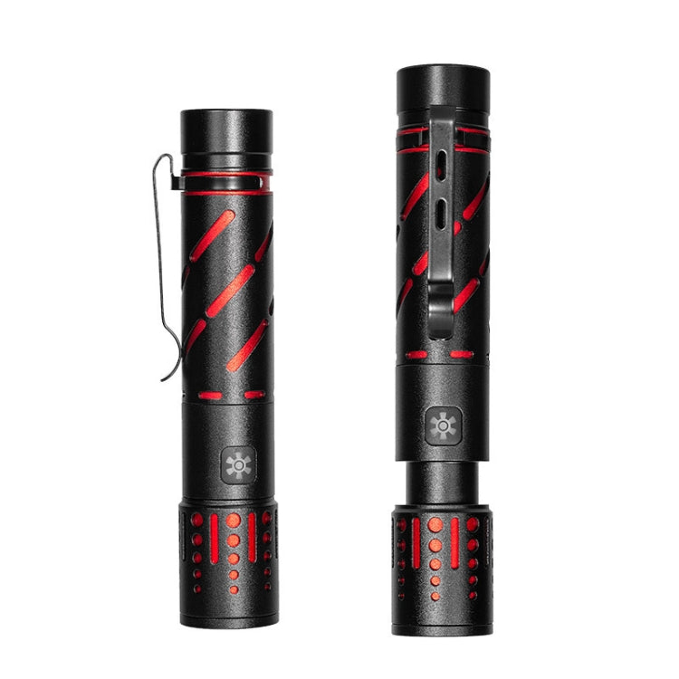 E-SMARTER XQ-S50 Mini Laser Flashlight Retractable Zoom Pen Clip LED Emergency Overhaul Flashlight(Battery Not Included)