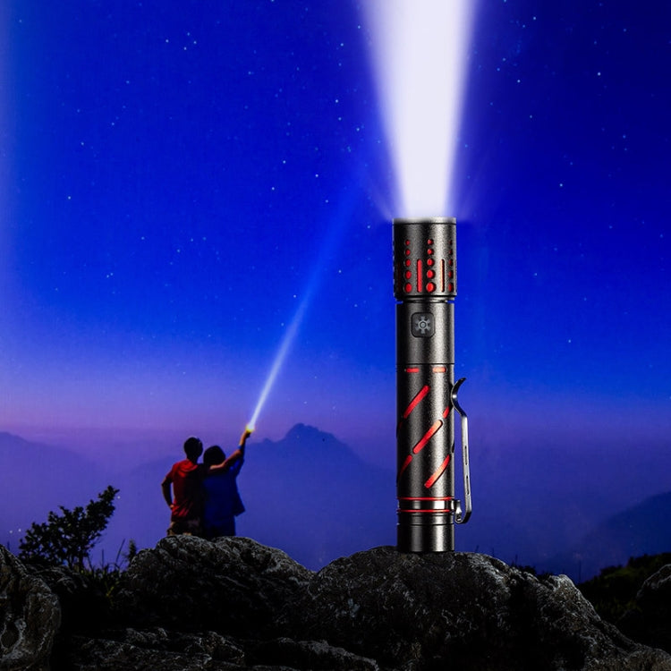E-SMARTER XQ-S50 Mini Laser Flashlight Retractable Zoom Pen Clip LED Emergency Overhaul Flashlight(Battery Not Included)