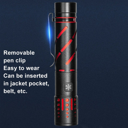 E-SMARTER XQ-S50 Mini Laser Flashlight Retractable Zoom Pen Clip LED Emergency Overhaul Flashlight(Battery Not Included)