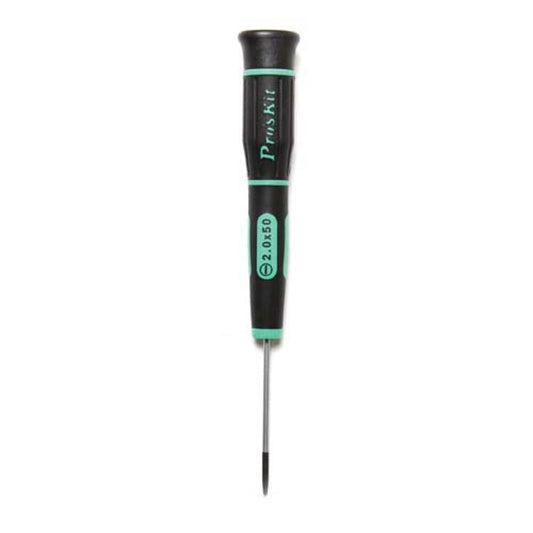 Tournevis de précision plat ProsKit SD-081-S3 (2,0 x 50 mm) pour les réparations électroniques quotidiennes (vert/noir)