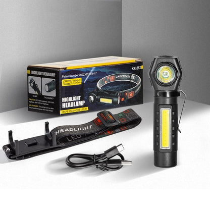 E-SMARTER KX212 Aluminium Alloy USB Rechargeable COB Flashlight Strong Light Long Shot Headlamp LED Camping Light