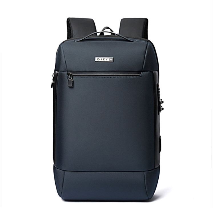 SKV B20453 Hommes Sac à Dos Multifonctionnel Business Décontracté Double Épaule Grande Capacité pour Ordinateur Portable (Bleu)