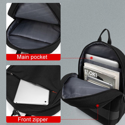 SKV B22016 Men Business Casual Double Shoulder Bag Outdoor Travel Laptop Backpack(Black)