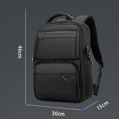 SKV B23889 Men Large Capacity Double-Shoulder Business Laptop Bag(Black)
