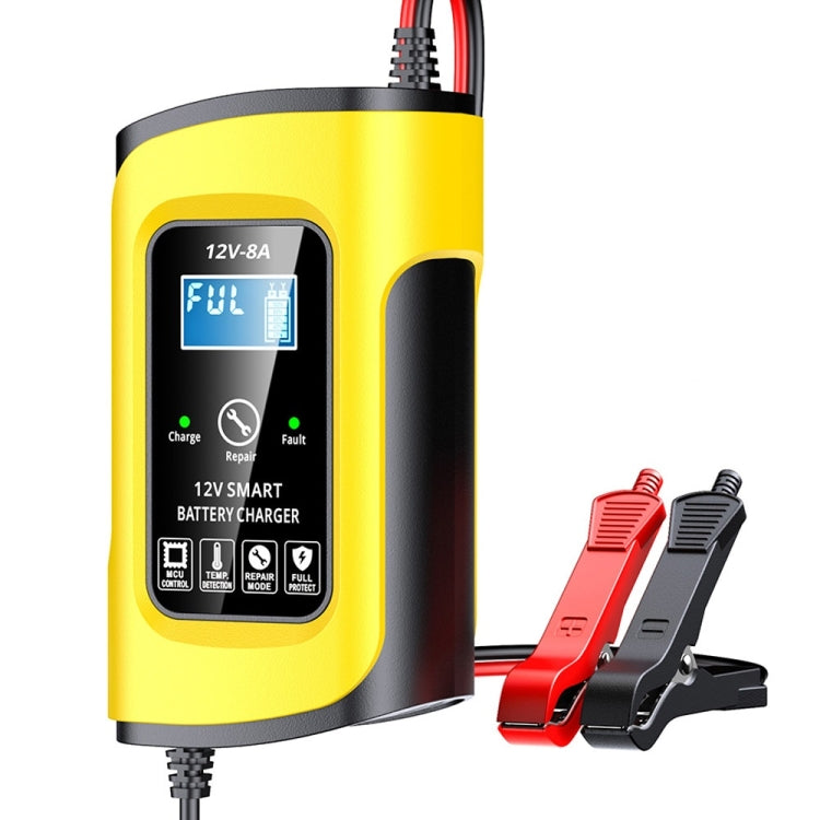 FOXSUR 12V8A SUV Car Motorcycle Intelligent Repair Type Lead-acid Battery Charger(UK Plug)
