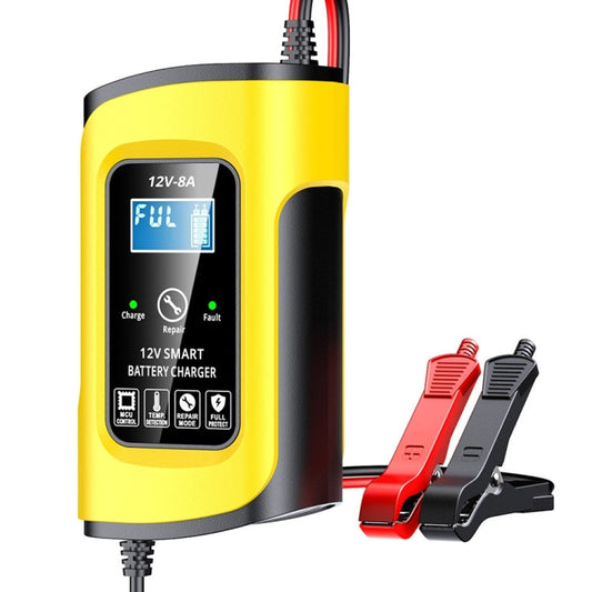FOXSUR 12V8A SUV Car Motorcycle Intelligent Repair Type Lead-acid Battery Charger(UK Plug)