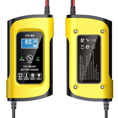 FOXSUR 12V8A SUV Car Motorcycle Intelligent Repair Type Lead-acid Battery Charger(UK Plug)