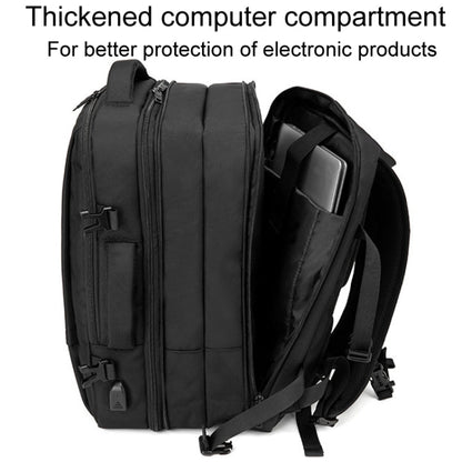 SKV BLB2006 Men Business Travel Double Shoulder Bag Large Capacity Casual Laptop Backpack(Black)