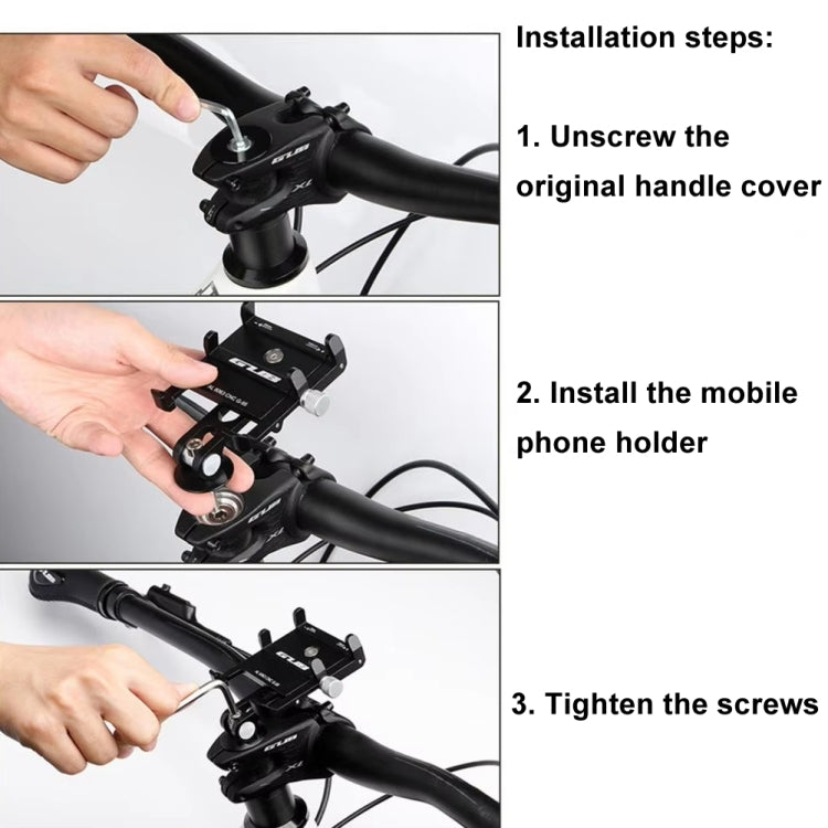 GUB G-95 Support de téléphone portable pour vélo Support de fixation sur couvercle de bol de guidon de vélo (noir)