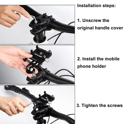 GUB G-95 Support de téléphone portable pour vélo Support de fixation sur couvercle de bol de guidon de vélo (noir)