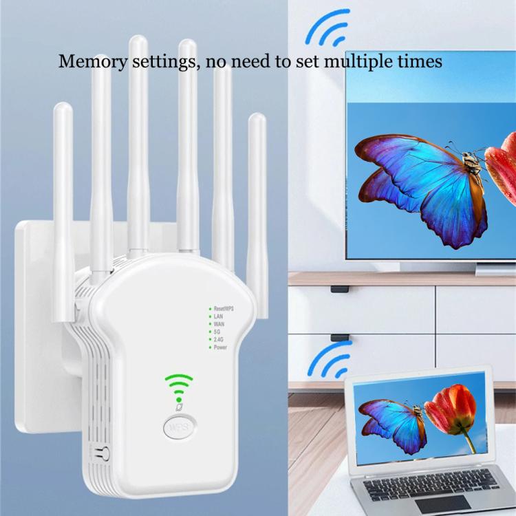 Urant U13 1200Mbps 2.4G/5G Dual Band WiFi Repeater Signal Amplifier US Plug Black