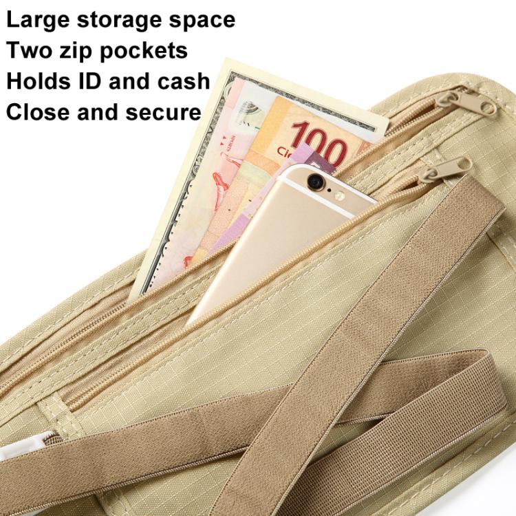 AOTU AT8853 Travelling Close Anti-theft Waist Pack Sports Thin Invisible Wallet(Beige)