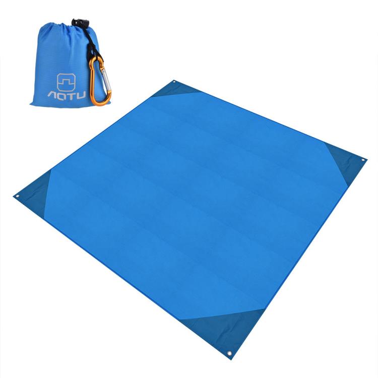 AOTU AT6238 153x143cm Ultra-thin Pocket Moisture Resistant Beach Mat Foldable Portable Picnic Mat(Blue)