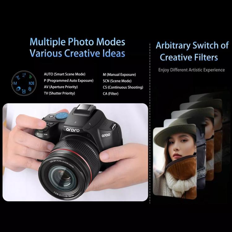 Ordro 4K Ultra HD Rotating Screen Optical Zoom Digital Camera