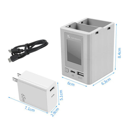 For DJI Mini 4 Pro / Mini 3 Pro / Mini 3 YX Color Screen Dual-way Charger Battery Manager With 65W EU Plug