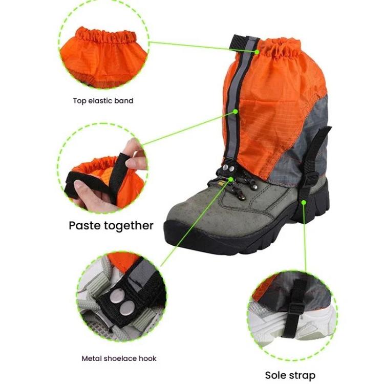 AOTU AT8917 1 paire avec bande réfléchissante guêtres d'extérieur de montagne, anti-neige, couvre-chaussures anti-sable (Orange)