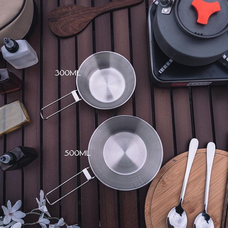 AOTU AT6440 4pcs 300ml Bol Pliant Portable en Acier Inoxydable avec Sac de Rangement Set de Couverts de Camping