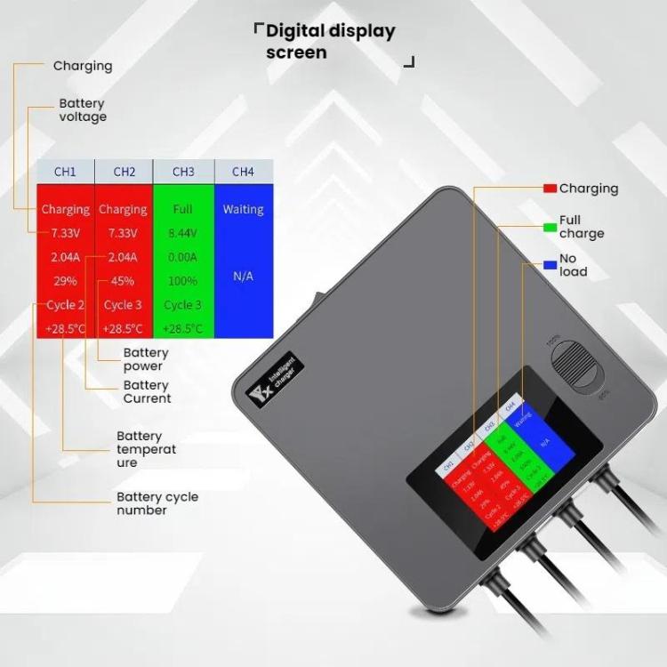 For DJI Mini 4 Pro / Mini 3 Pro / Mini 3 Color Screen Digital Display Four-Way Charger Battery Manager US Plug