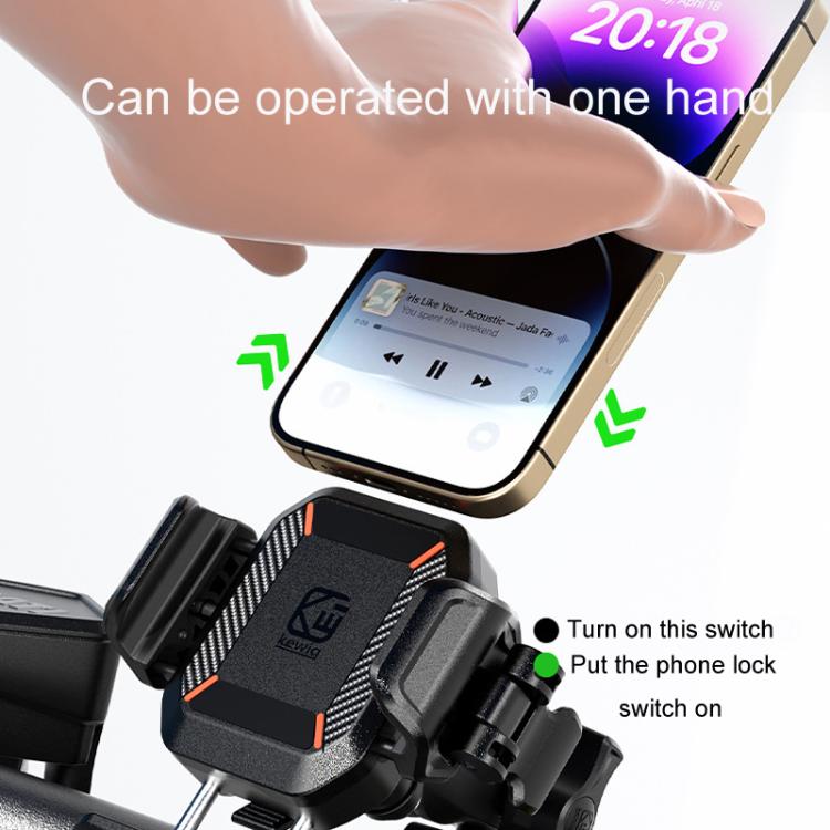 Kewig M33-C1 Outdoor Motorcycle Bike Riding Anti-Theft Shock Absorbing Cell Phone Holder(Standard Handlebar)