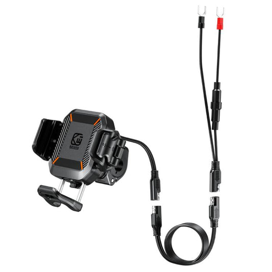Support de fixation pour téléphone portable Kewig M33-A5 pour conduite en extérieur, absorption des chocs, antivol, chargeur sans fil QI 15W (modèle à barre horizontale)