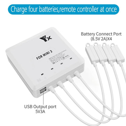 For DJI Mini 4 Pro / Mini 3 Pro / Mini 3 Drone YX 4-way Charger Battery Butler AU Plug