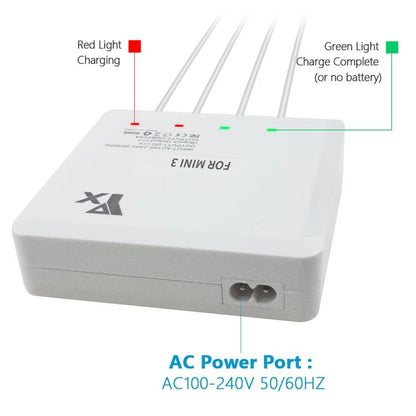 For DJI Mini 4 Pro / Mini 3 Pro / Mini 3 Drone YX 4-way Charger Battery Butler AU Plug