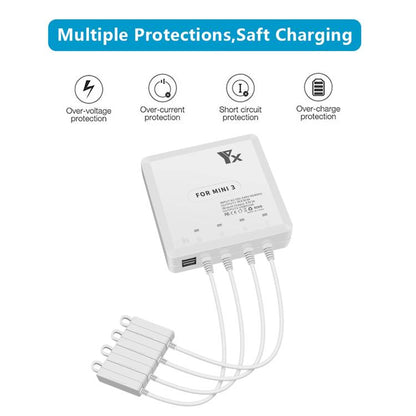 For DJI Mini 4 Pro / Mini 3 Pro / Mini 3 Drone YX 4-way Charger Battery Butler AU Plug