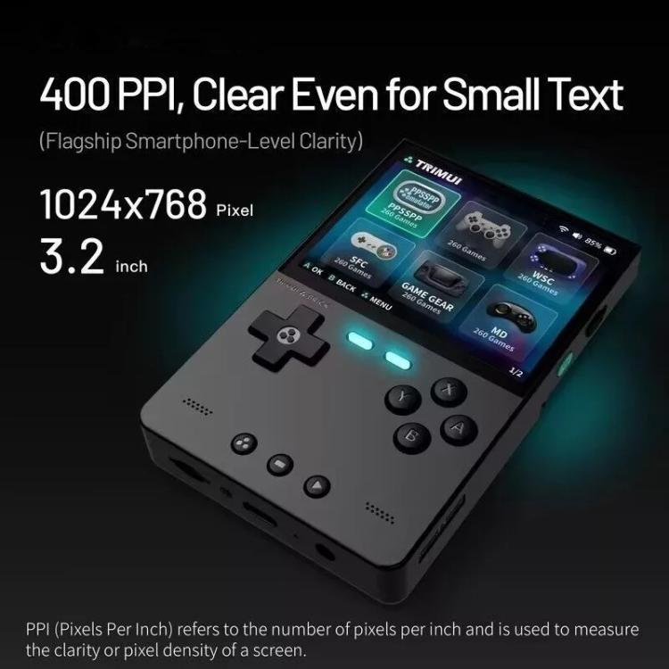 TRIMUI BRICK Open Source Pocket Console Portable Wireless Bluetooth HD Retro Arcade, Size: 256G(Black)