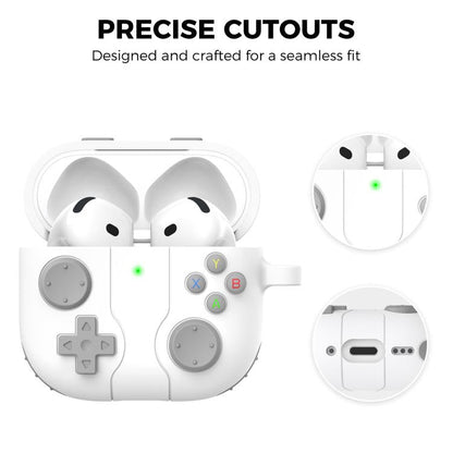 For AirPods 4 AhaStyle WG166 Personalised Game Console Shape Silicone Protective Case(White)