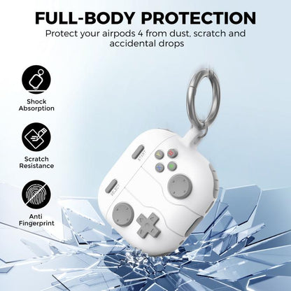 For AirPods 4 AhaStyle WG166 Personalised Game Console Shape Silicone Protective Case(White)