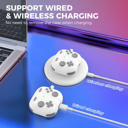 For AirPods 4 AhaStyle WG166 Personalised Game Console Shape Silicone Protective Case(White)