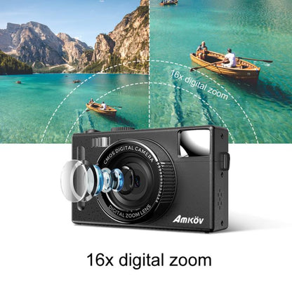 AMKOV CD-R1 24MP HD Pixel Shooting Student Camera 1080P Video Recording CCD Photo Video HD Camera(Pink)