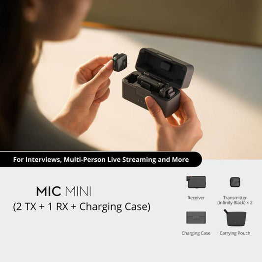 Kit original 2 émetteurs + 1 récepteur + étui de recharge pour DJI Mic Mini