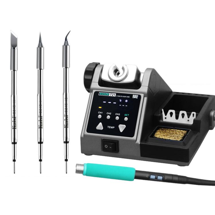 SUGON T21 Constant Temperature Soldering Station 120W High Power Soldering Iron With I/IS/K Tip Nozzle, Spec: 245 Handle(EU Plug)