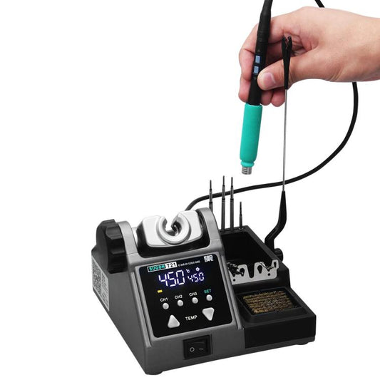 SUGON T21 Constant Temperature Soldering Station 120W High Power Soldering Iron With I/IS/K Tip Nozzle, Spec: 245 Handle(EU Plug)
