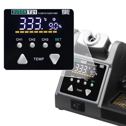 SUGON T21 Constant Temperature Soldering Station 120W High Power Soldering Iron With I/IS/K Tip Nozzle, Spec: 245 Handle(US Plug)